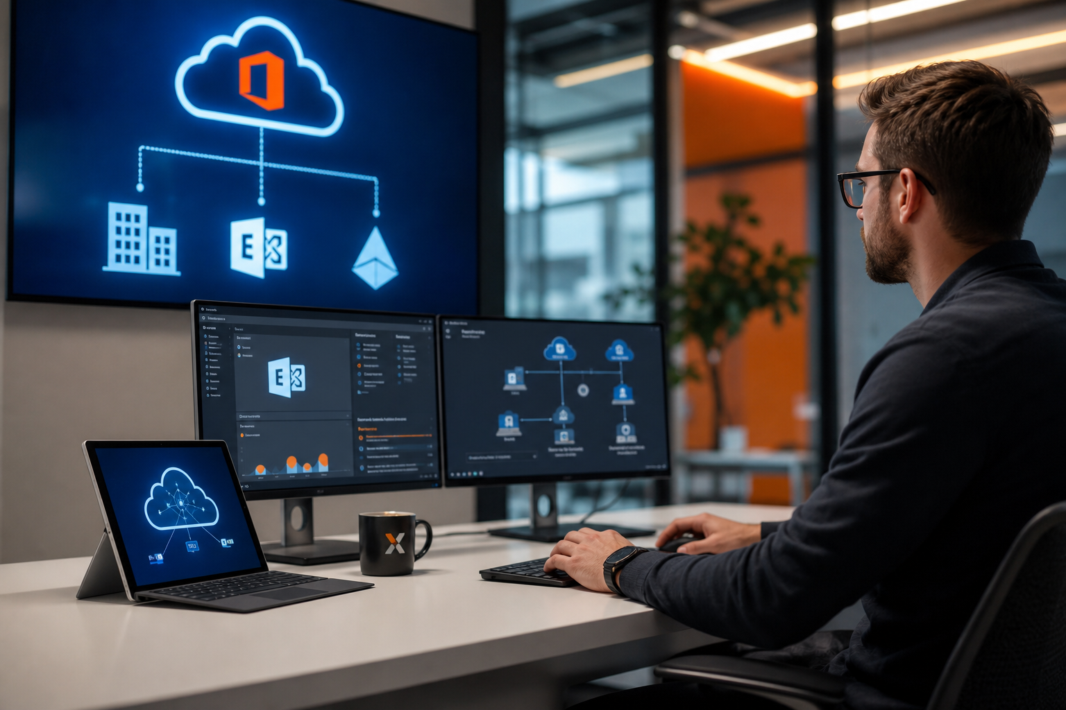 Microsoft 365 and Active Directory hybrid support realistic scene